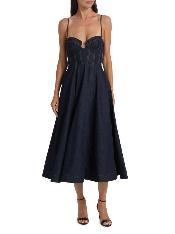 送料/関税込み【Fashion Nova】クラッシュデニムミディドレス Main One Denim Midi Dress - Dark Wash | Fashion Nova