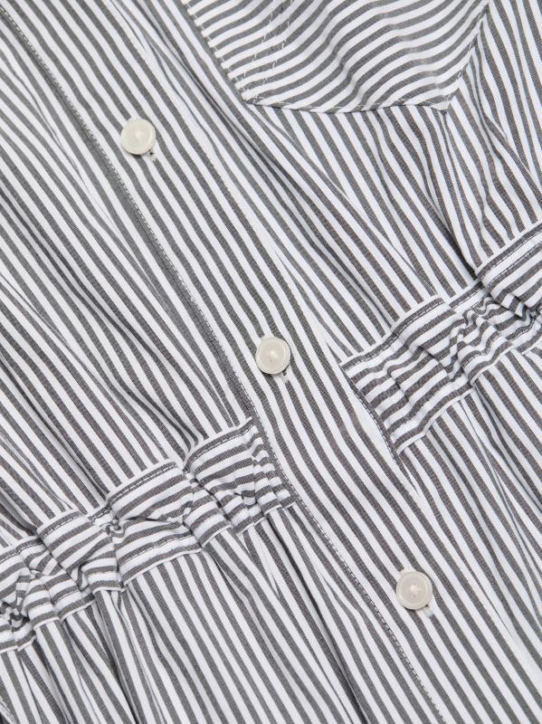 #6: فستان Annalisa مخطط من مزيج القطن - رمادي أبيض