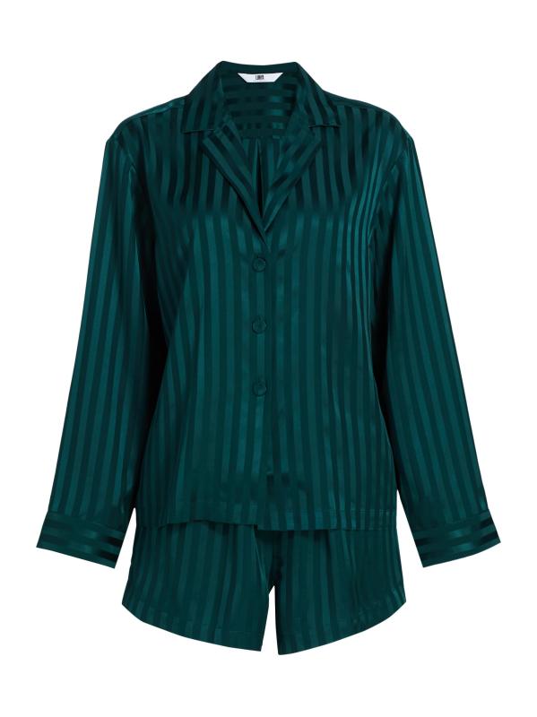 بيجامة قصيرة من الجاكار الحريري المقلّم