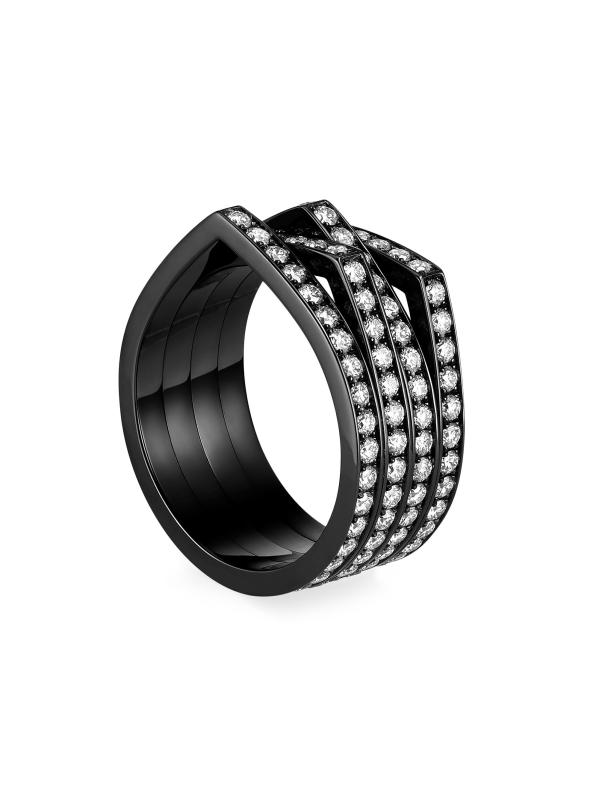 خاتم أنتيفر من الذهب الأسود عيار 18 قيراط والألماس عيار 1.76 TCW بأربعة صفوف