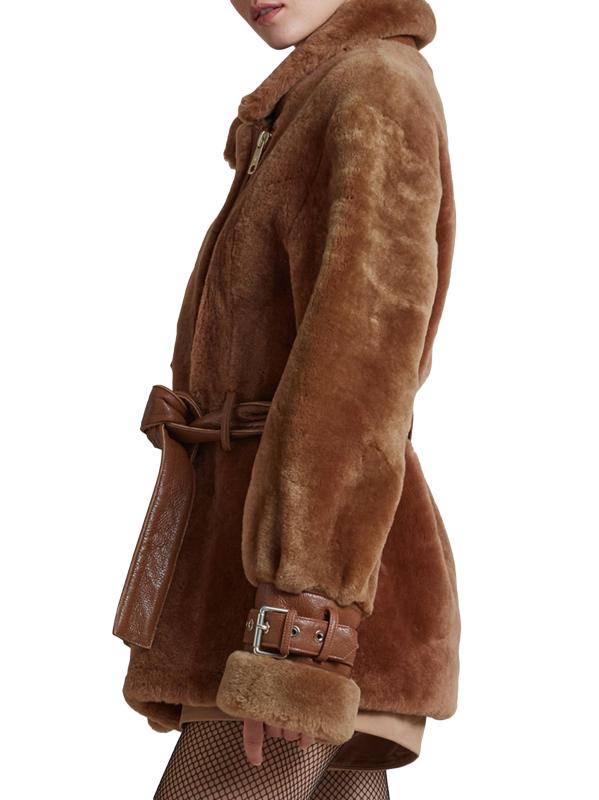 Shop Nicole Benisti - Elizabeth Shearling Belting Jacket