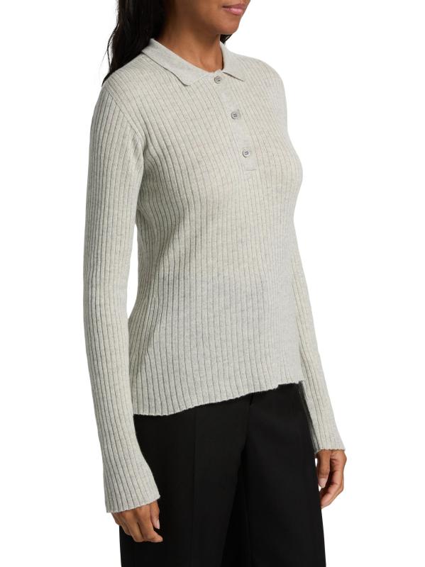 #3: سترة بولو من الحرير والكشمير - اللون الرمادي