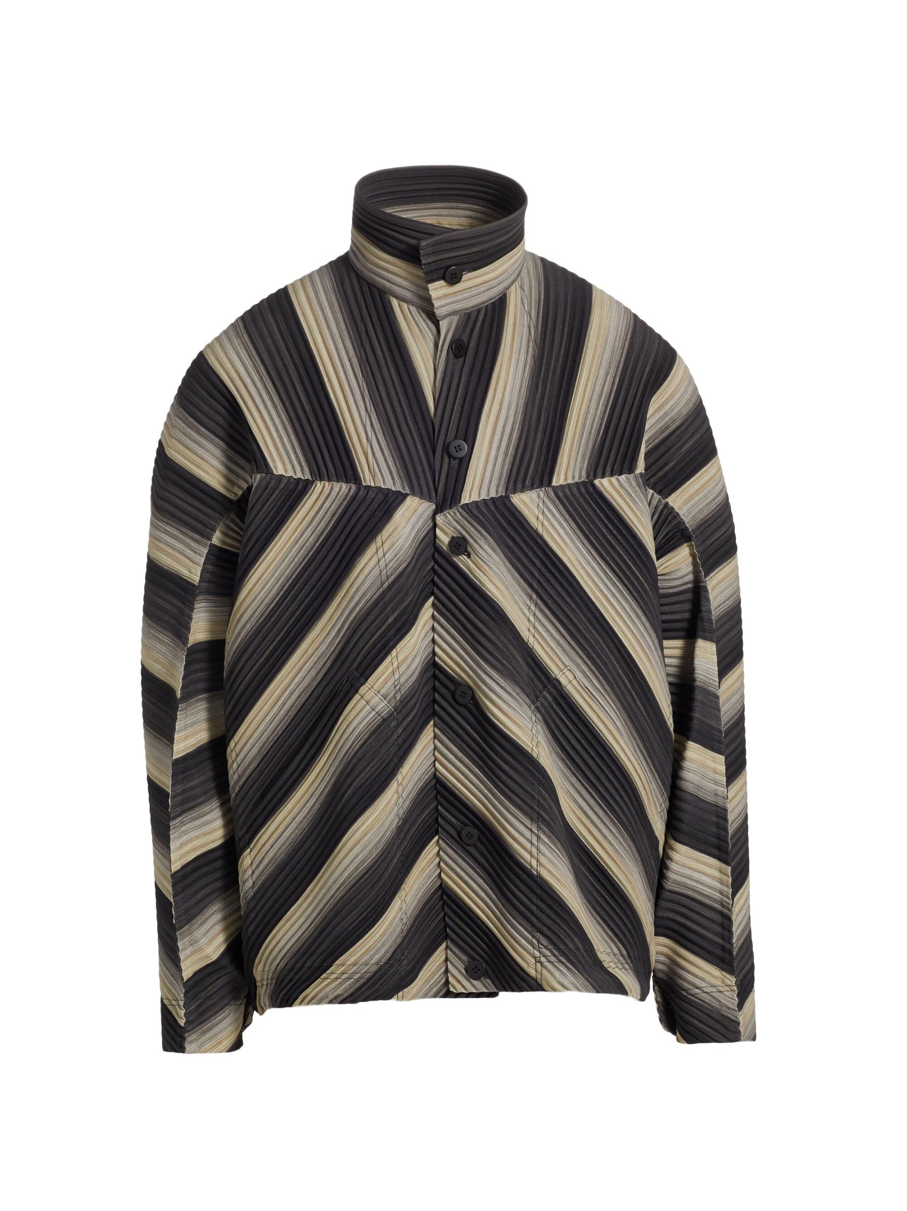 美品！HOMME PLISSÉ ISSEY MIYAKE ストライプ ジャケット オムプリッセ イッセイ ミヤケHOMME PLISSE ISSEY MIYAKE