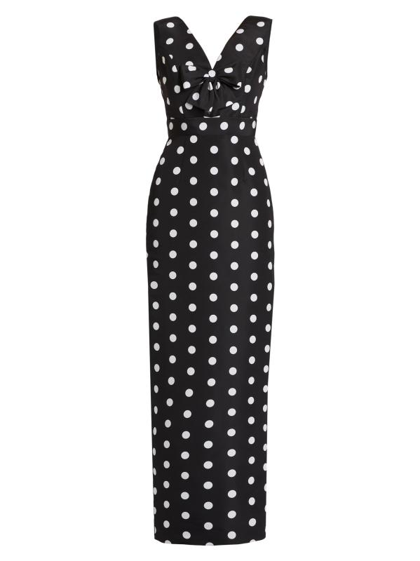 Claire Polka Dot Silk Column Gown