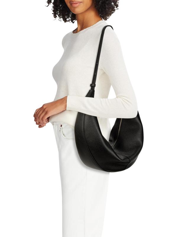 #2: حقيبة هوبو الجلدية المرصوفة بالحصى من سلايد - أسود