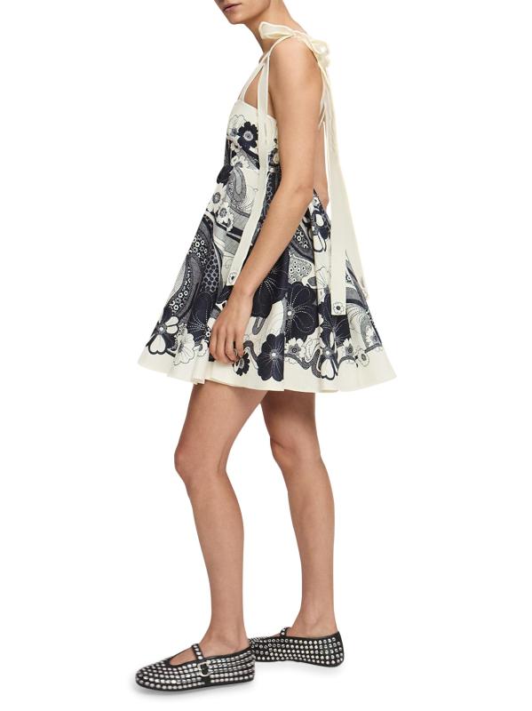 #2: فستان ميكي فلورال من الكتان - أزرق + أبيض