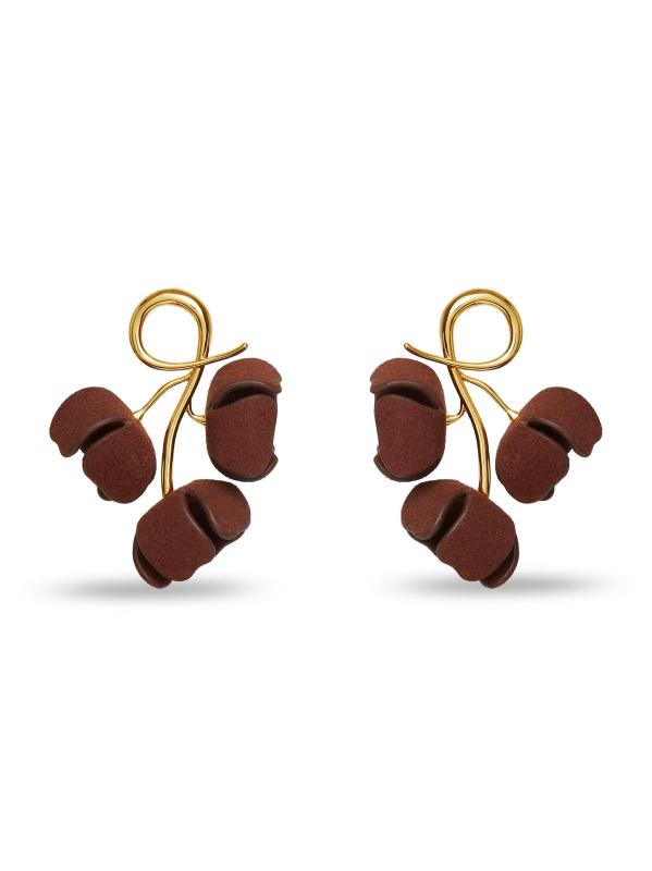 أقراط «بيل فلاور» المتدلية من الجلد المدبوغ والمطلية بالذهب عيار 14 قيراطًا