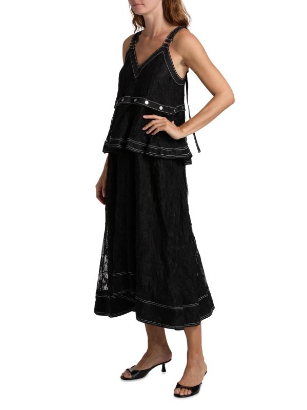 #3: فستان متوسط الطول من الدانتيل بنقشة الزهور - أسود