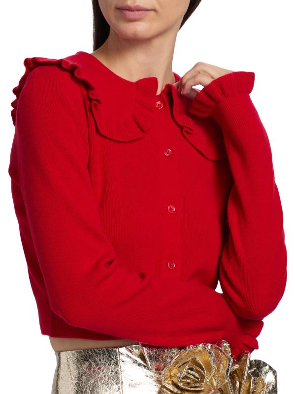 #5: كارديغان كاموميلا مكشكش من الصوف والكشمير - أحمر