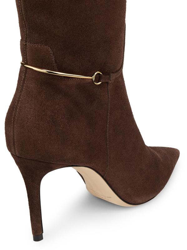 #5: حذاء من الجلد المدبوغ بطول 85 ملم يصل إلى الركبة - بني داكن