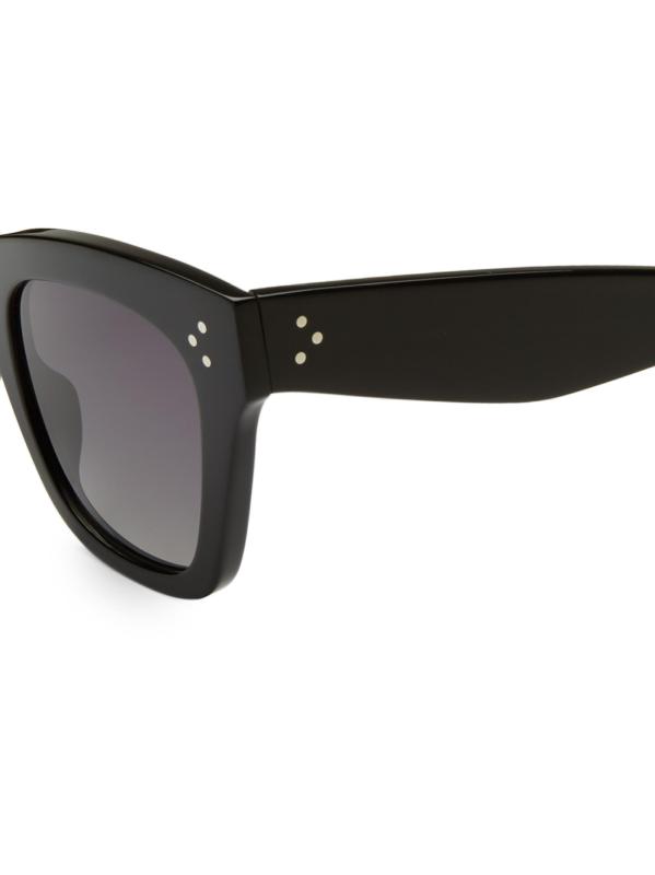 #3: نظارات شمسية مربعة بحجم 50 مم على شكل عين القطة - أسود