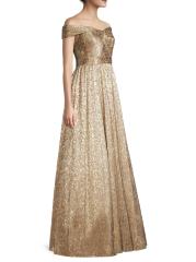 Aidan Mattox☆ゴールドフォイル プリーツロングドレス Amazon.com: Aidan Mattox by Adrianna Papell Women's Off The