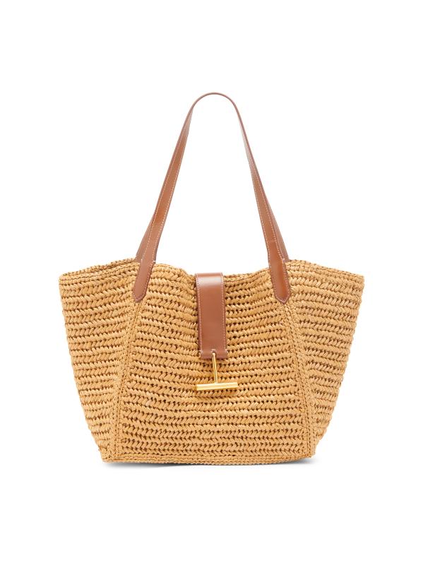TOM FORD(トムフォード)TARA MediumラフィアトートSALE!国内発送 Shop Tom Ford - Tara Medium Raffia & Leather Tote Bag | Saks