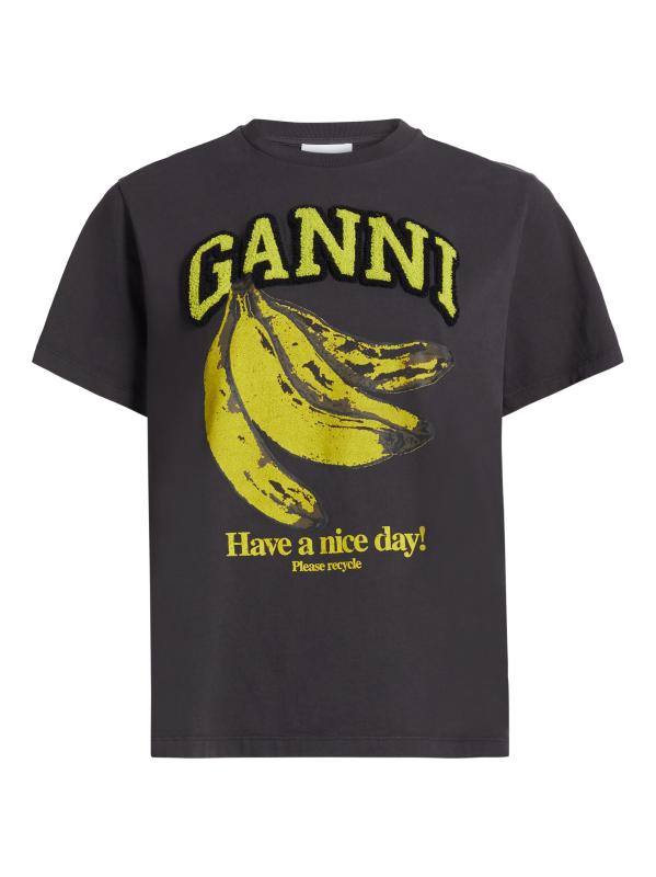 Tシャツ・カットソー GANNI BLACK BANANA PRINT T-SHIRT Ganni Black Banana Graphic T-shirt | Liberty