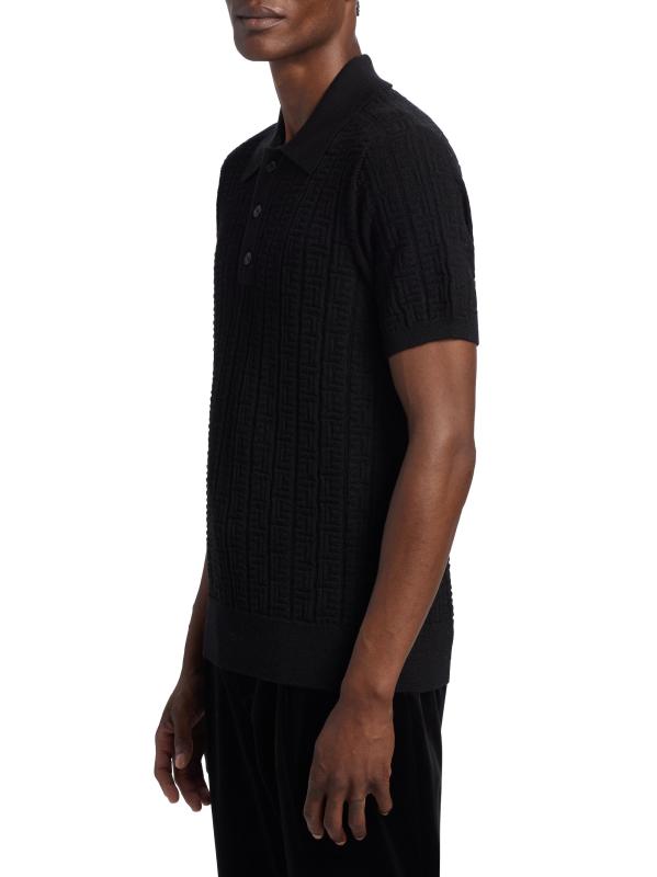 #3: قميص بولو من صوف الجاكار من مونوغرام - أسود