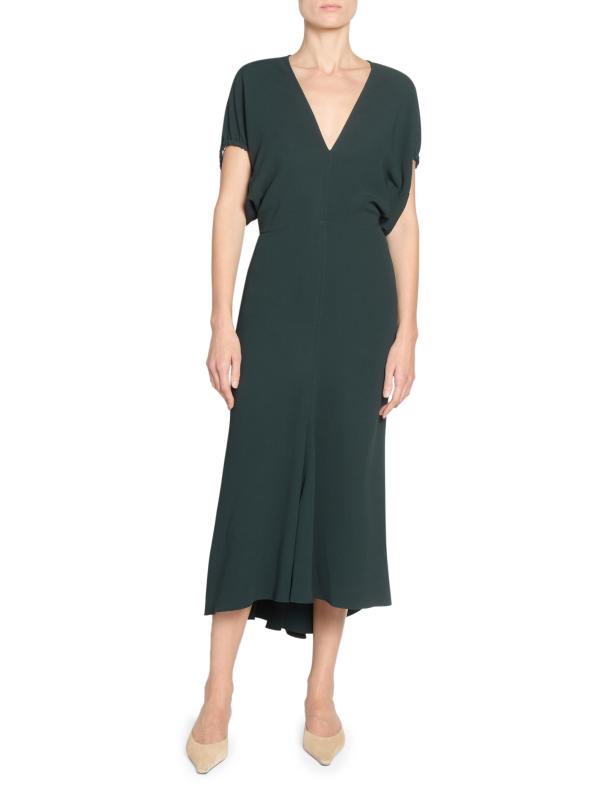 Shop Victoria Beckham - Draped Crepe Midi Dress | Saks Fifth