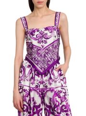 Shop DOLCE&GABBANA - Majolica Print Silk Scarf Top | Saks
