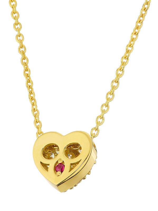 #3: قلادة قلادة على شكل قلب من تايني تريزرز من الذهب الأبيض عيار 18 قيراط والماس 0.15 TCW - أصفر + ذهبي