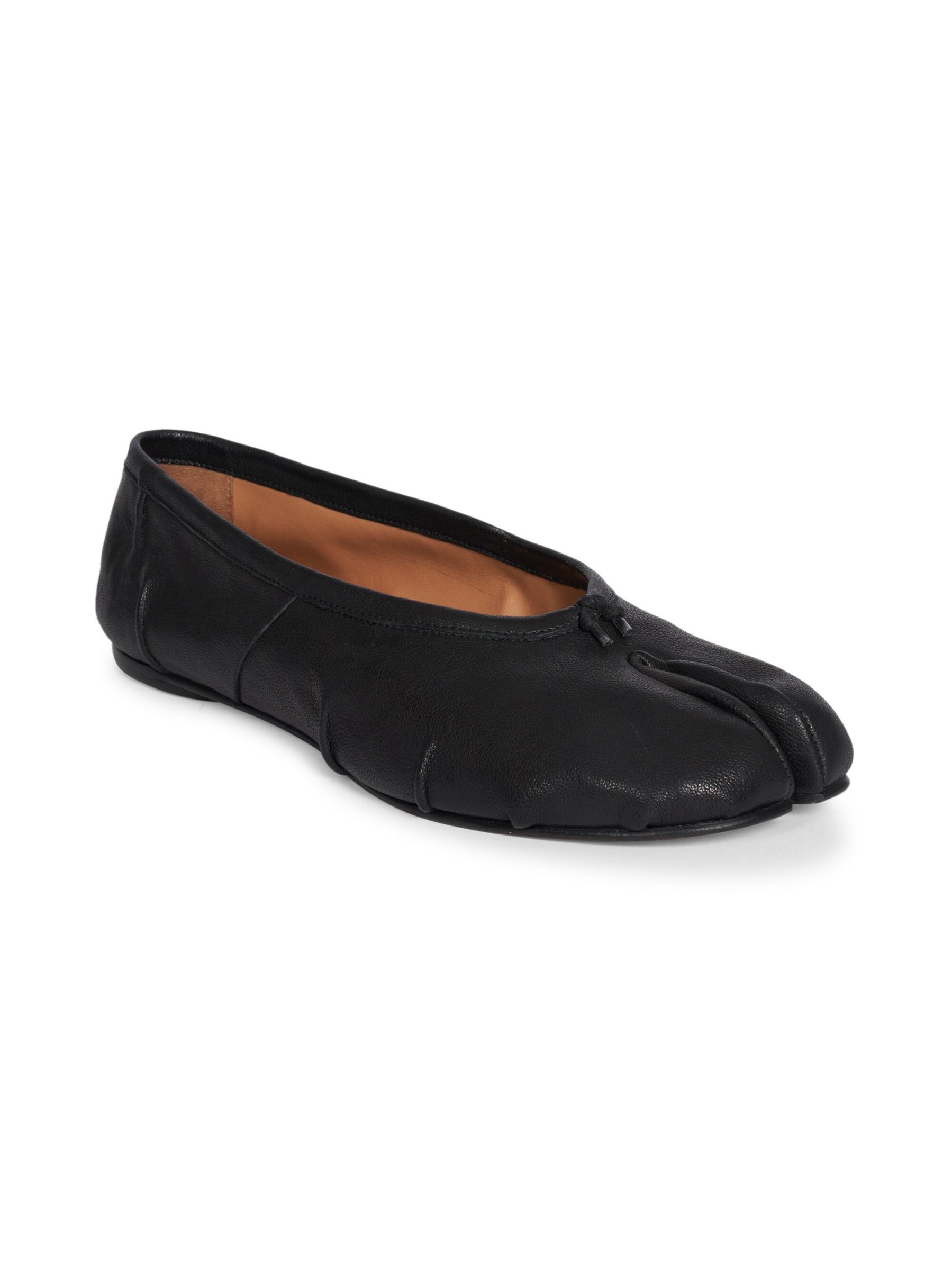 【送料&関税込】Maison Margiela Tabi Ballerina In Leather Maison Margiela Tabi New Leather Ballerina Shoes | Black