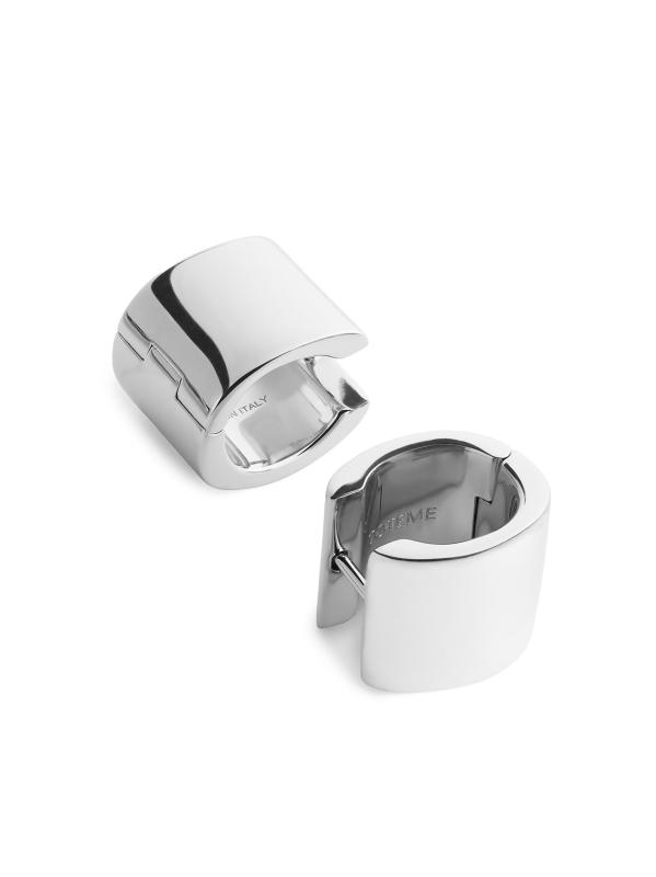 #2: أقراط دائرية مطلية بالروديوم من Petite Signature - فضة