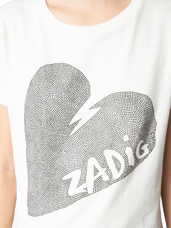 Shop Zadig & Voltaire - Alys Cotton Jersey Heart Strass T