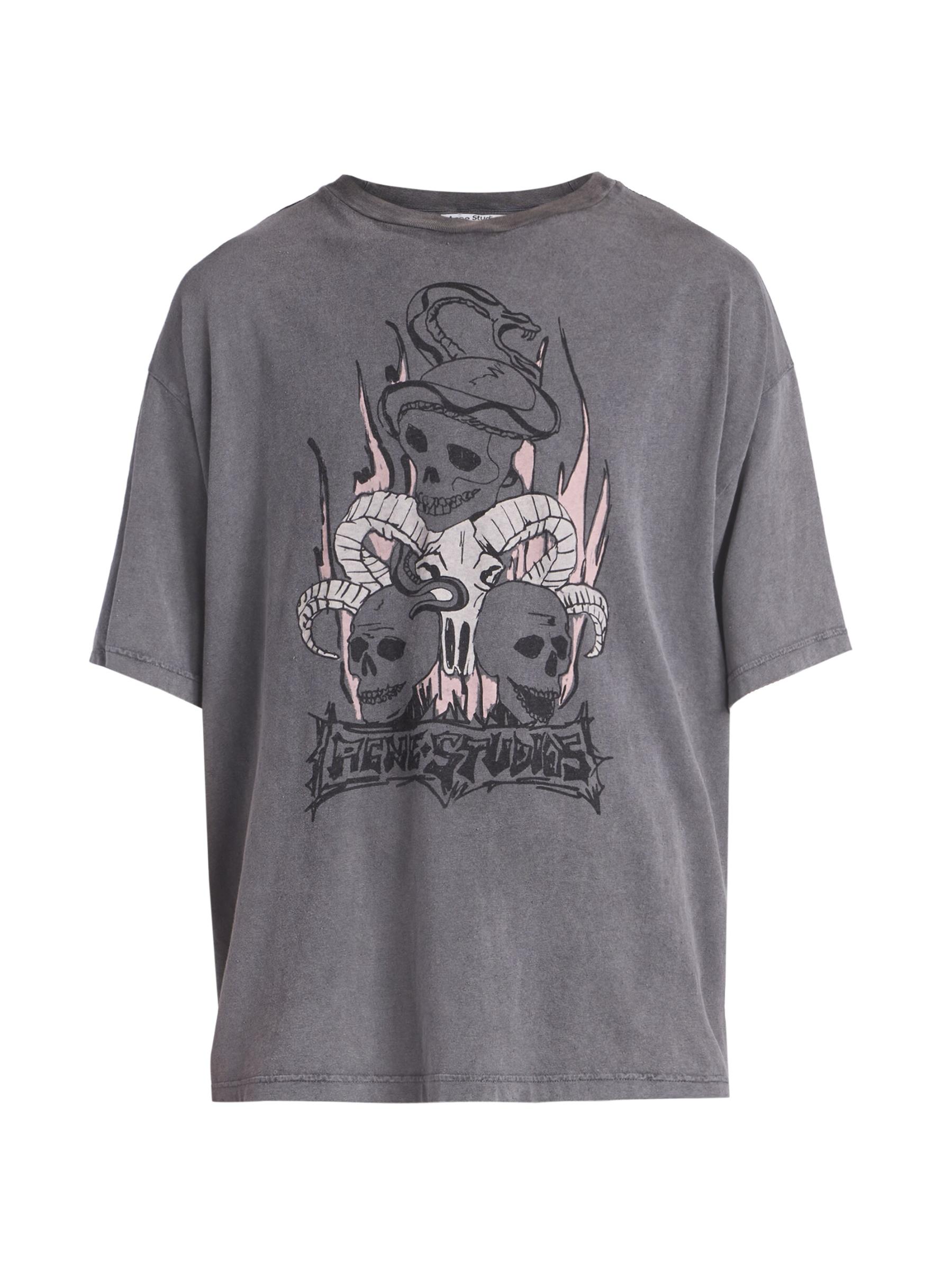 【関税送料無料】acne studios Skull Printed Crewneck T-shirt 3acf865704880360ad0fb2c37471e1