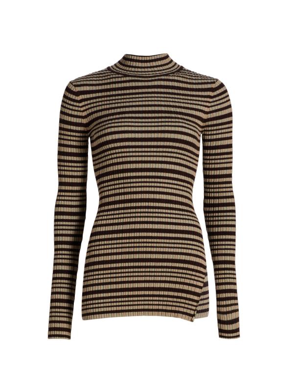 Grow Arella Striped Wool-Blend Turtleneck Sweater