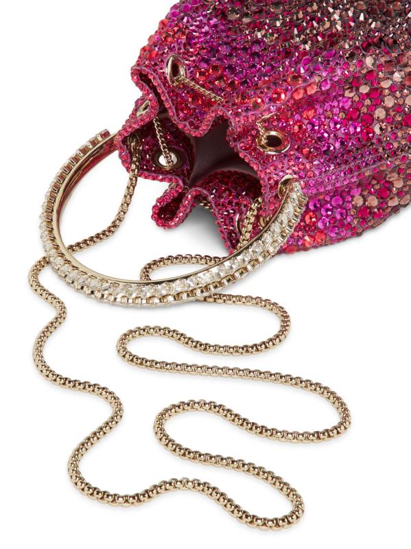 #6: حقيبة بمقبض علوي من الساتان مزيّنة بالكريستال من بون بون - زهرة الشتاء، زهرة الأوركيد البنفسجية