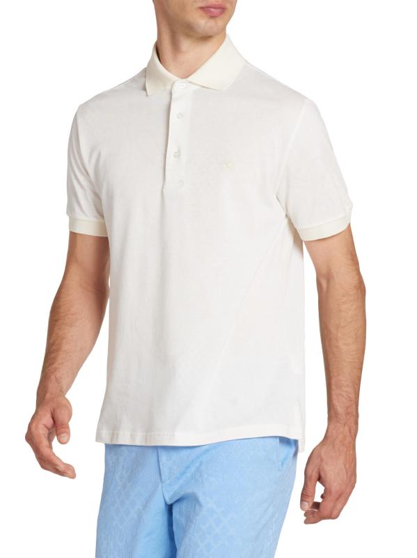 #3: قميص بولو من القطن Roma Paisley - طباعة على قاعدة بيضاء