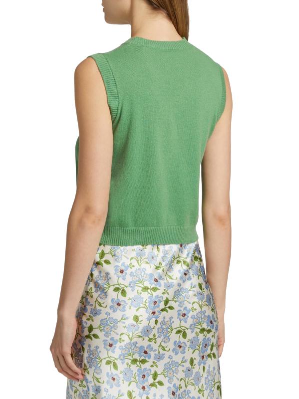 #4: بلوزة لودن من الكشمير برقبة مستديرة بدون أكمام - أخضر كيلي فاتح