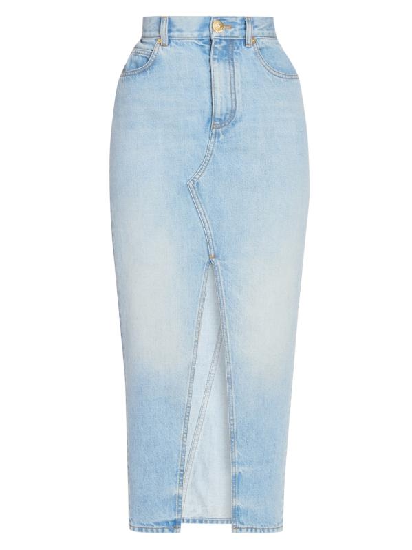 スカート BALMAIN Denim midi skirt Denim midi skirt blue blue - Women | BALMAIN