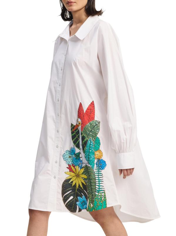 #4: فستان متوسط الطول بنقشة الزهور - أبيض