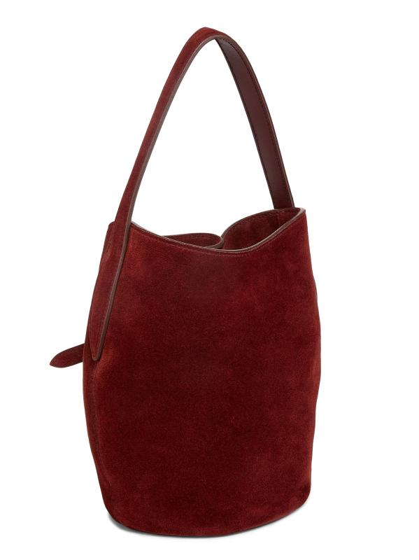 #3: حقيبة دلو صغيرة من الجلد المدبوغ بحزام - كستنائي