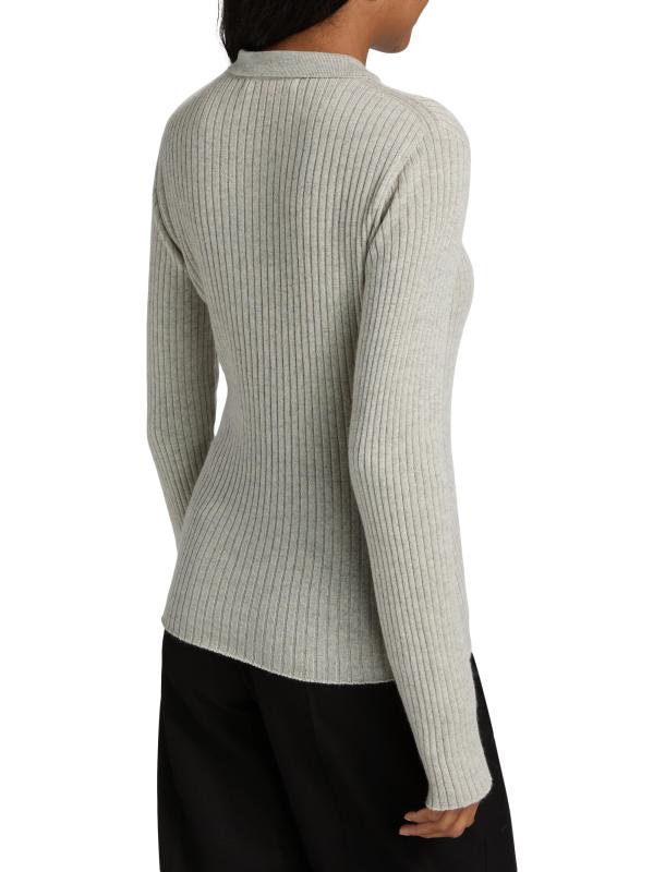 #4: سترة بولو من الحرير والكشمير - اللون الرمادي