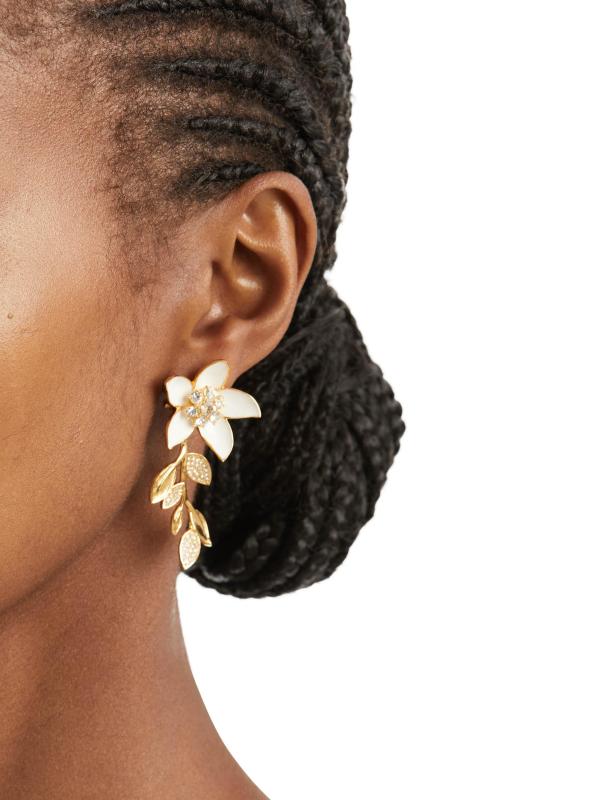 #2: أقراط Jasmin المطلية بالذهب عيار 24 قيراطًا من النحاس والمينا - عاجيي