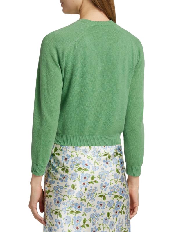 #4: كارديجان كلودين من الكشمير برقبة مستديرة وأزرار أمامية - أخضر كيلي فاتح