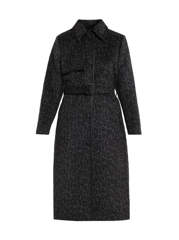 معطف زيفا من مزيج الصوف المطبوع على شكل حيوانات