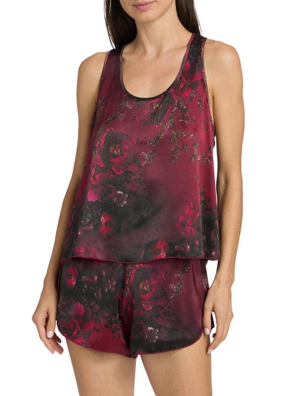 #2: بيجامة قصيرة من الحرير قابلة للغسل من Lunya x Putnam Designs - أحمر ريفيري