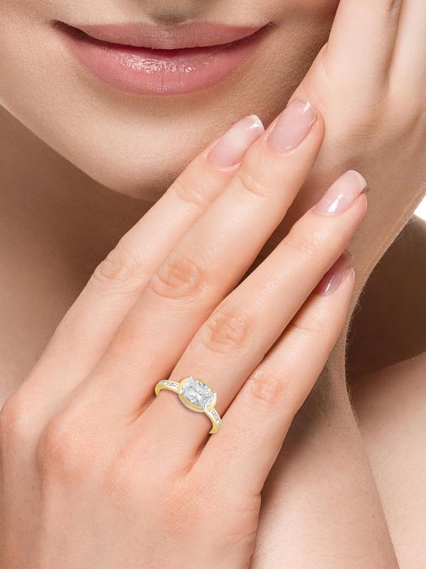 #2: خاتم من الذهب الأصفر عيار 14 قيراط والألماس المزروع في المختبر 1.95 TCW - أصفر + ذهبي