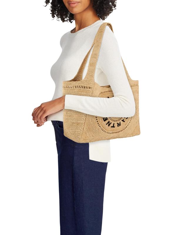 #2: حقيبة يد رافيا من الكروشيه المطرزة بشعار الماركة - طبيعي