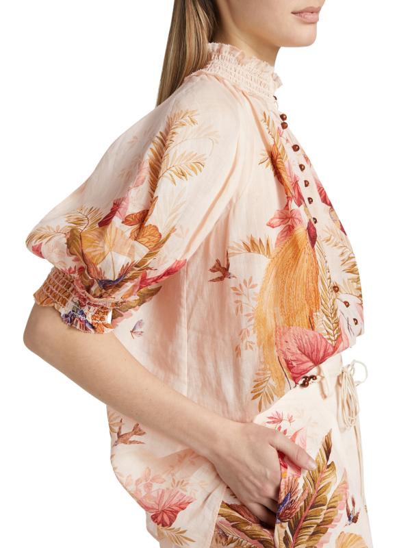 Tシャツ・カットソー ZIMMERMANN Printed Ramie Ascension Blouse Zimmermann Ascension Printed Ramie Blouse | Saks Fifth Avenue