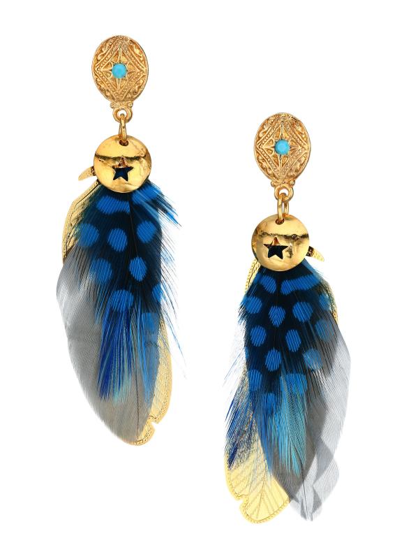 أقراط Sao مطلية بالذهب عيار 24 قيراط ومطلية بالريش