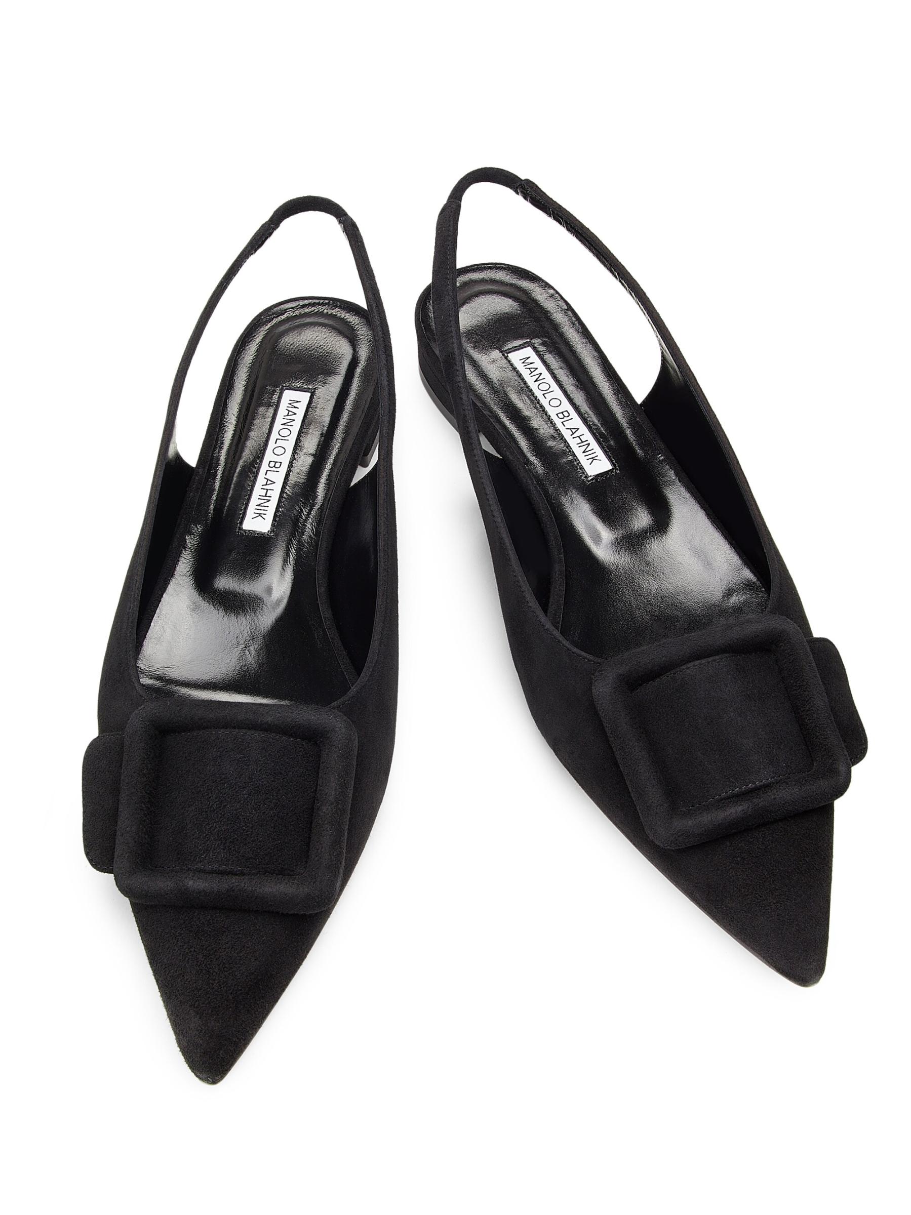 ブラック【Manolo Blahnik】『Maylura』スエードスリングバック MANOLO BLAHNIK Maylura スエード スリングバックフラット