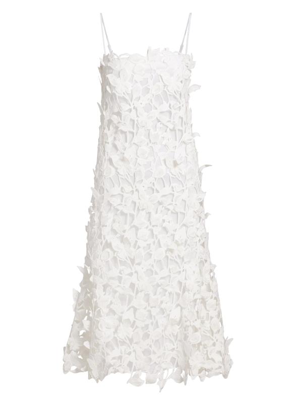 Saks Fifth Avenue ショートスリーブ レースミディドレス Saks Fifth Avenue ショートスリーブ レースミディドレス