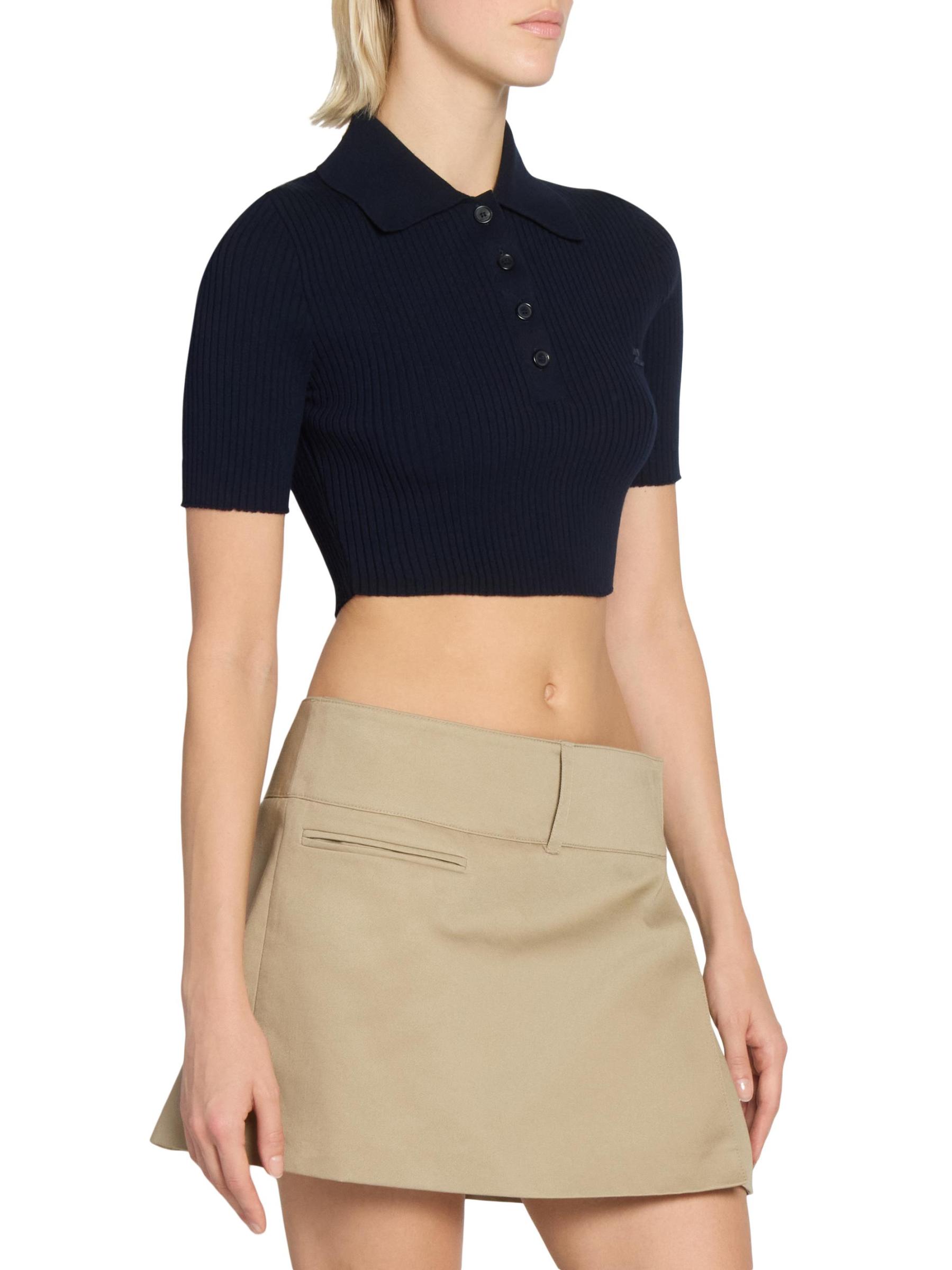 Shop Courreges - AC Rib-Knit Cropped Polo T-Shirt | Saks