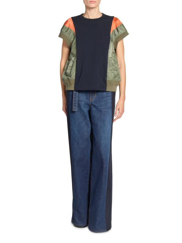 送料関税込【sacai】ナイロンツイル×コットンジャージーTシャツ 関税送料込☆sacai コットンジャージーTシャツ
