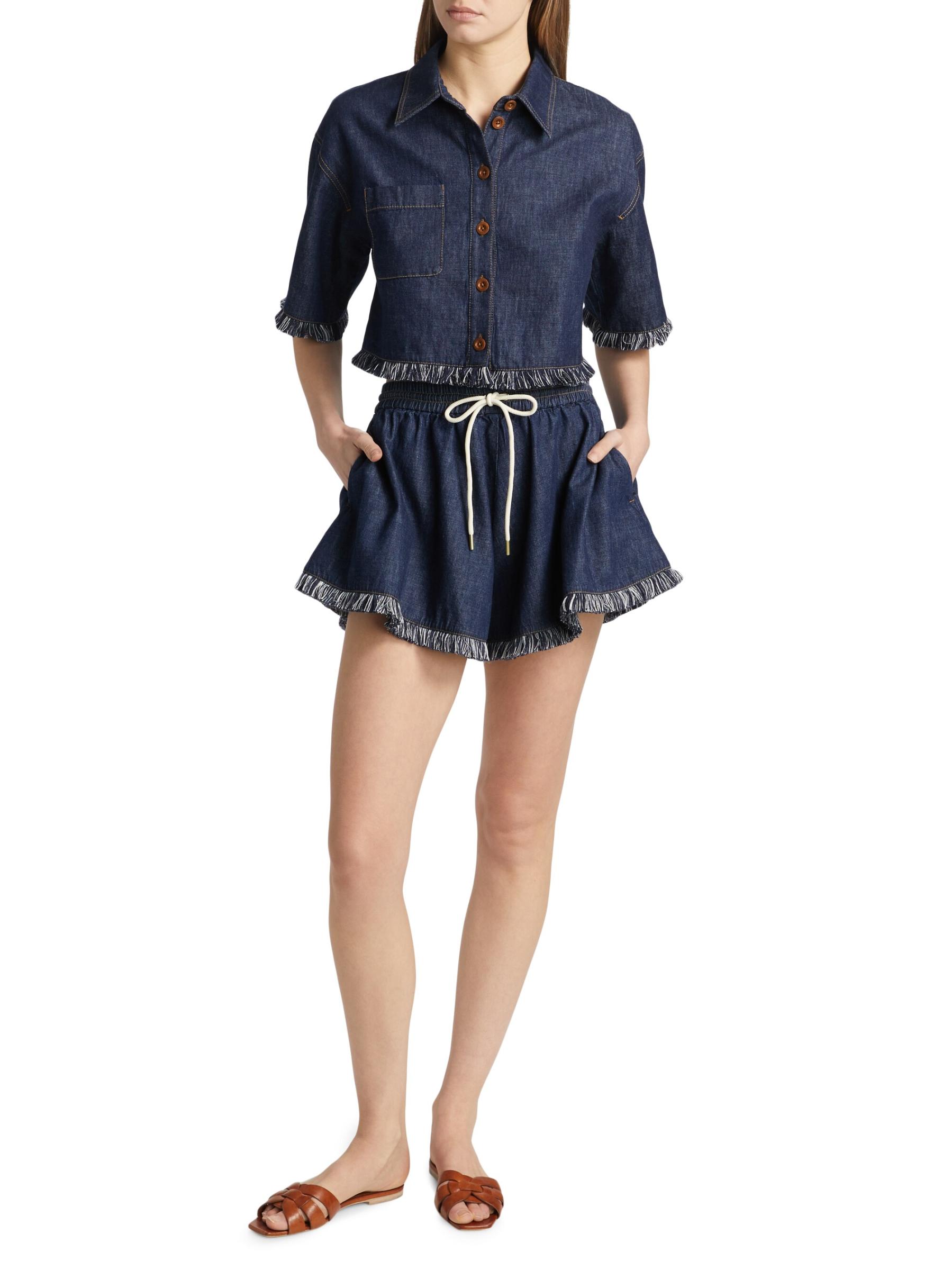 ショートパンツ Zimmermann Rhiannon Fringe Denim Short (2803ASS251 ALN) Rhiannon Fringe Denim Short | ZIMMERMANN | elysewalker