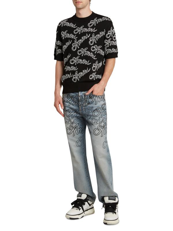 【AMIRI】ストレートジーンズ ボタンポケット付き ワイドレッグ AMIRI Releaseヘム ストレートジーンズ | ブルー | FARFETCH JP