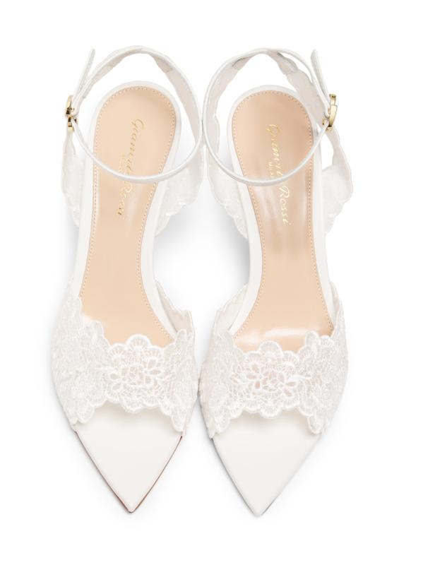 #4: صندل إيفون 80 ملم من الدانتيل الشبكي - أبيض