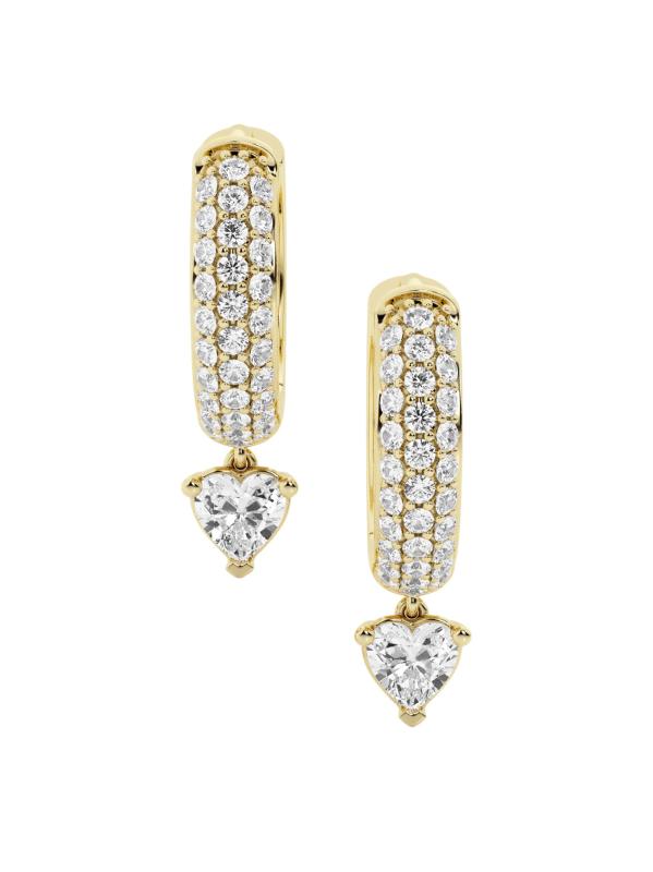 أقراط هوجي هوب من الذهب الأصفر عيار 14 قيراطًا من الذهب الأصفر عيار 0.62 TCW والماس المزروع في المختبر